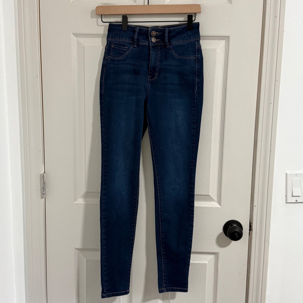 Curve Appeal Jeans Womens 2/26 Blue High Rise Skinny Dark Wash Stretch Denim